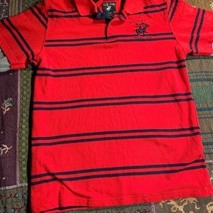 Red Navy blue striped Beverly Hills Polo